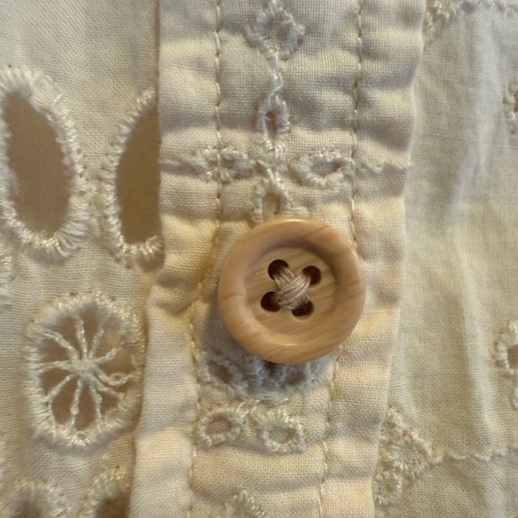 American Eagle‎ Cream Resort Eyelet button up Large NWT short sleeve boho - Picture 9 of 11